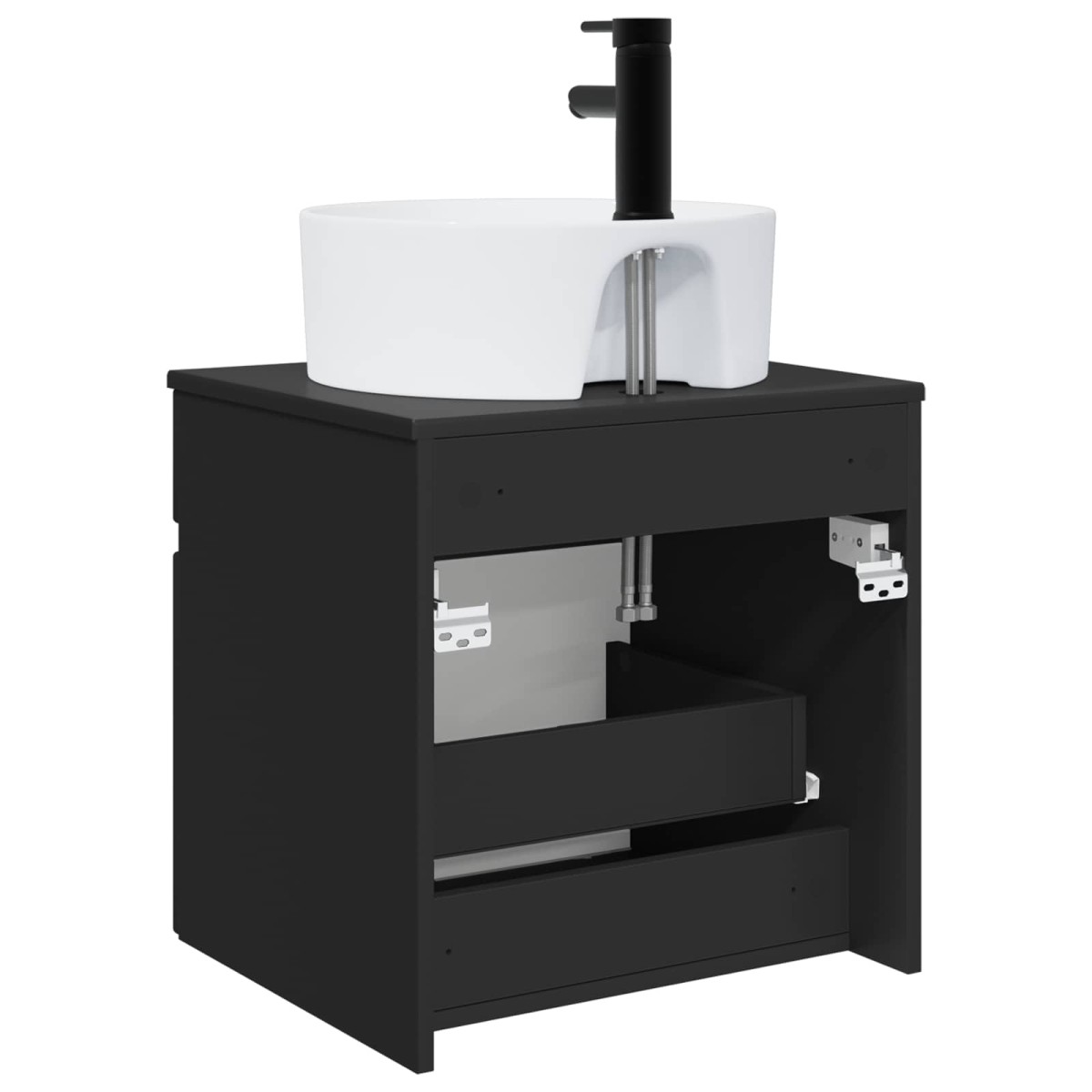 vidaXL Επιτοίχιος νιπτήρας βανίλιας Μαύρο 49 x 44,5 x 65 εκ