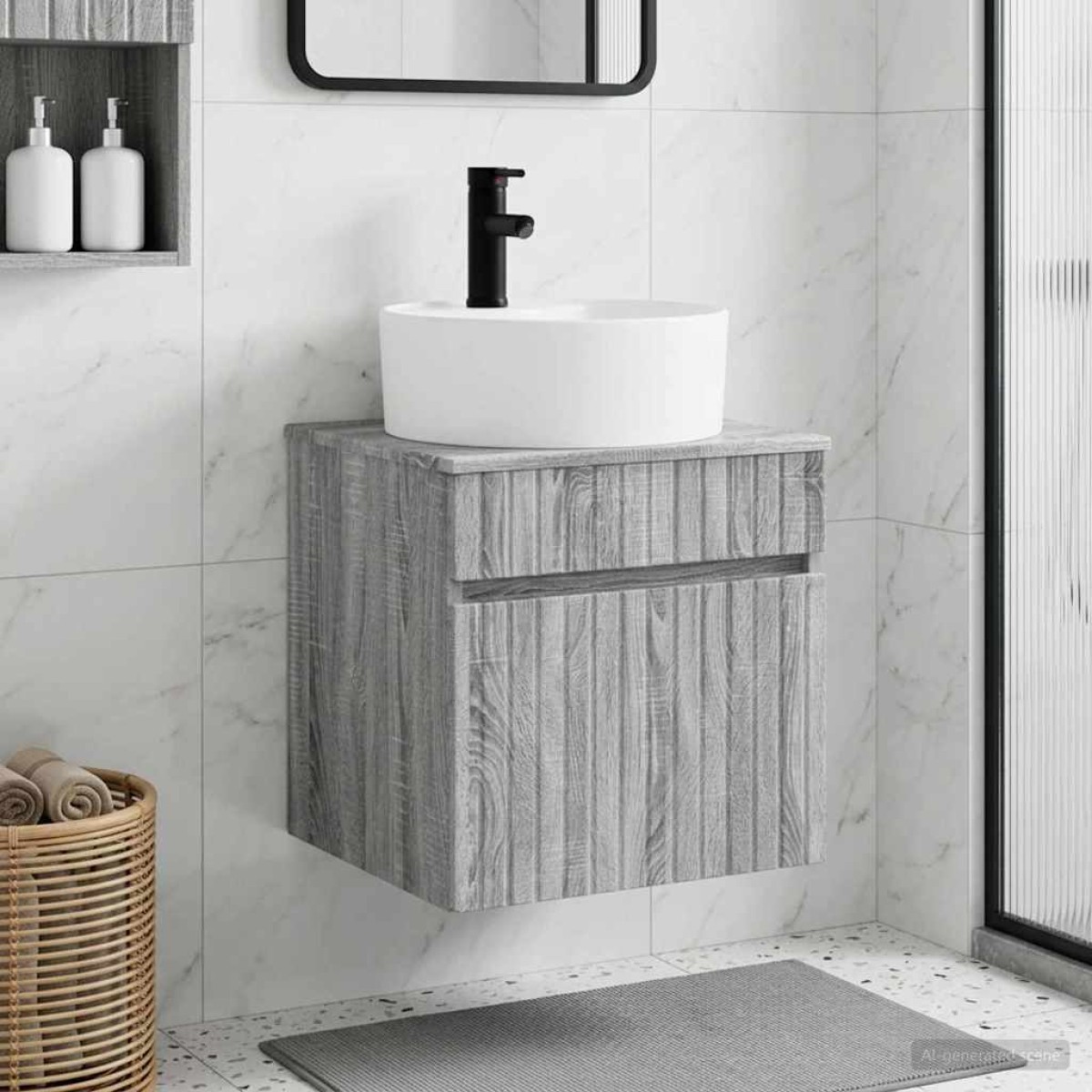 vidaXL Επιτοίχιος νιπτήρας βανίλιας Γκρι Sonoma 49 x 44,5 x 65 εκ