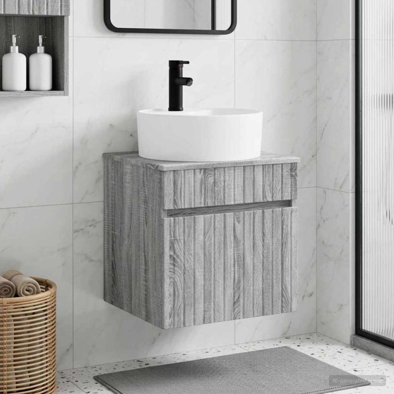 vidaXL Επιτοίχιος νιπτήρας βανίλιας Γκρι Sonoma 49 x 44,5 x 65 εκ