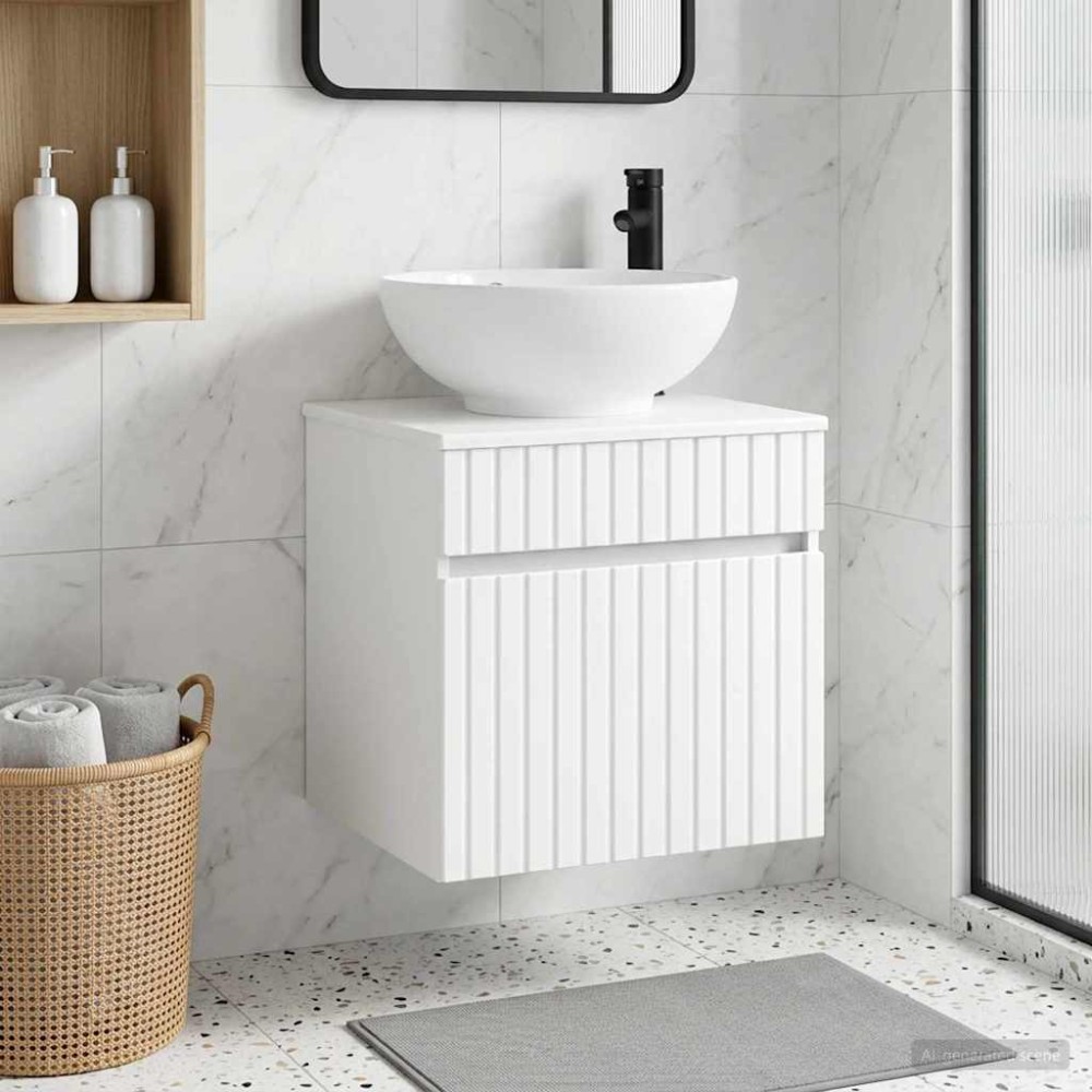 vidaXL Επιτοίχιος νιπτήρας βανίλιας Λευκό 49 x 44,5 x 66,5 εκ