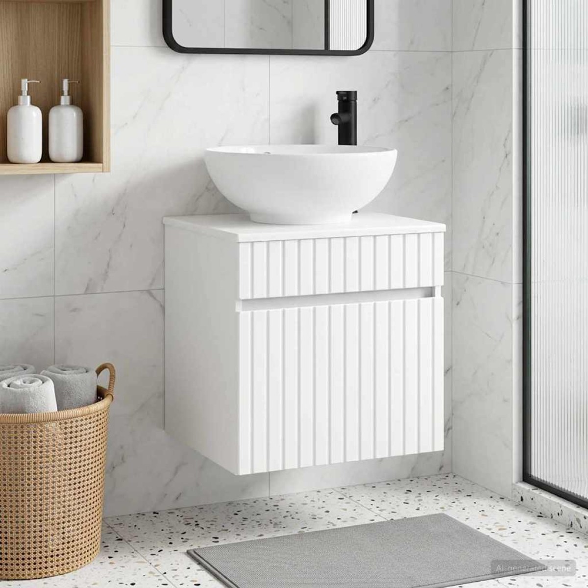 vidaXL Επιτοίχιος νιπτήρας βανίλιας Λευκό 49 x 44,5 x 66,5 εκ