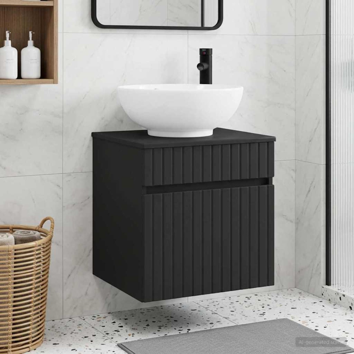 vidaXL Επιτοίχιος νιπτήρας βανίλιας Μαύρο 49 x 44,5 x 66,5 εκ
