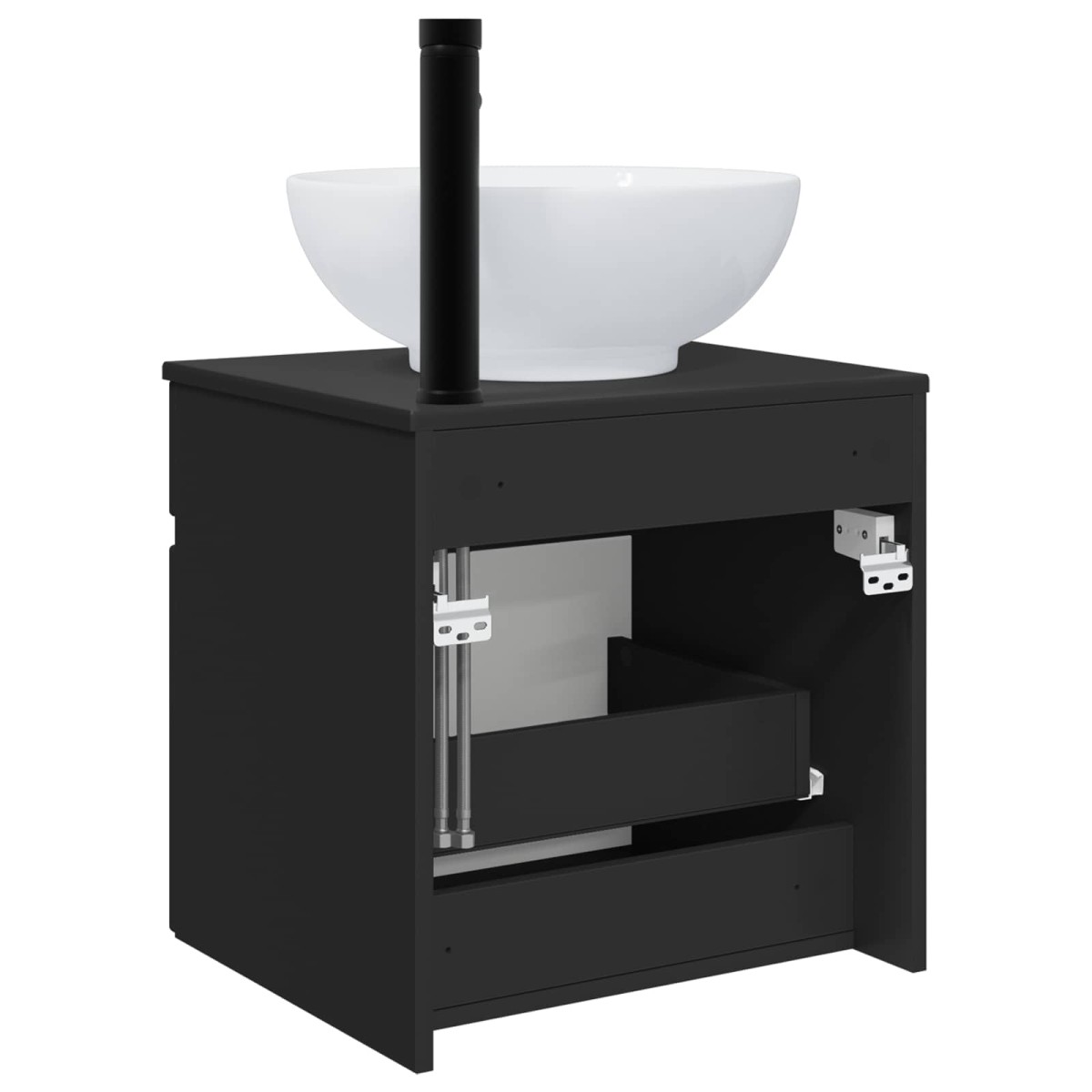 vidaXL Επιτοίχιος νιπτήρας βανίλιας Μαύρο 49 x 44,5 x 66,5 εκ