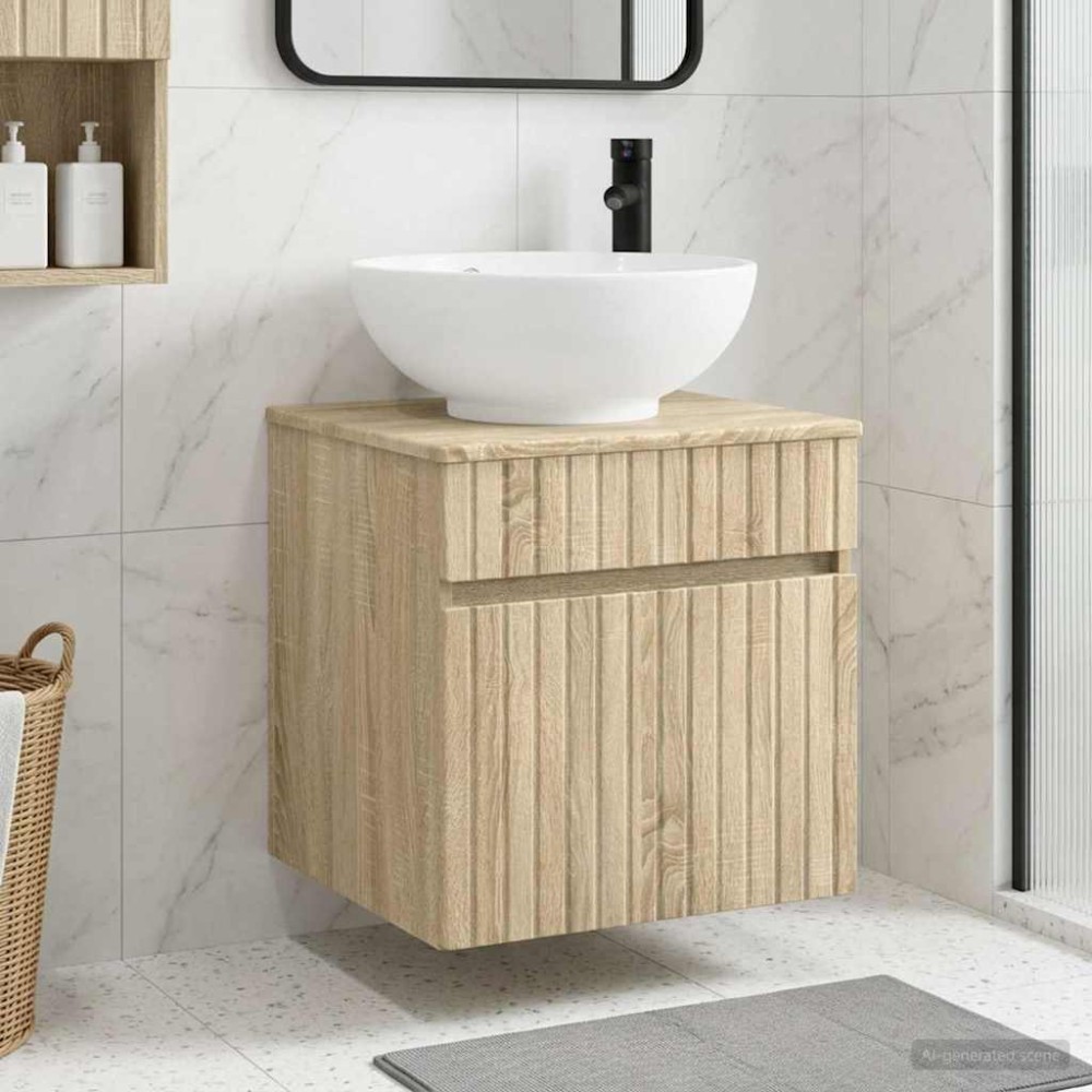 vidaXL Επιτοίχιος νιπτήρας βανίλιας Sonoma Δρυς 49 x 44,5 x 66,5 εκ