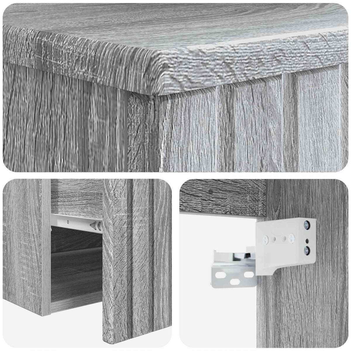 vidaXL Επιτοίχιος νιπτήρας βανίλιας Γκρι Sonoma 49 x 44,5 x 66,5 εκ