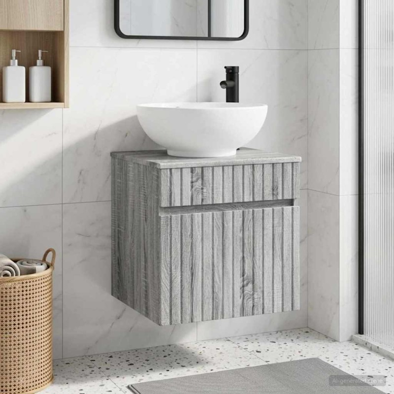 vidaXL Επιτοίχιος νιπτήρας βανίλιας Γκρι Sonoma 49 x 44,5 x 66,5 εκ