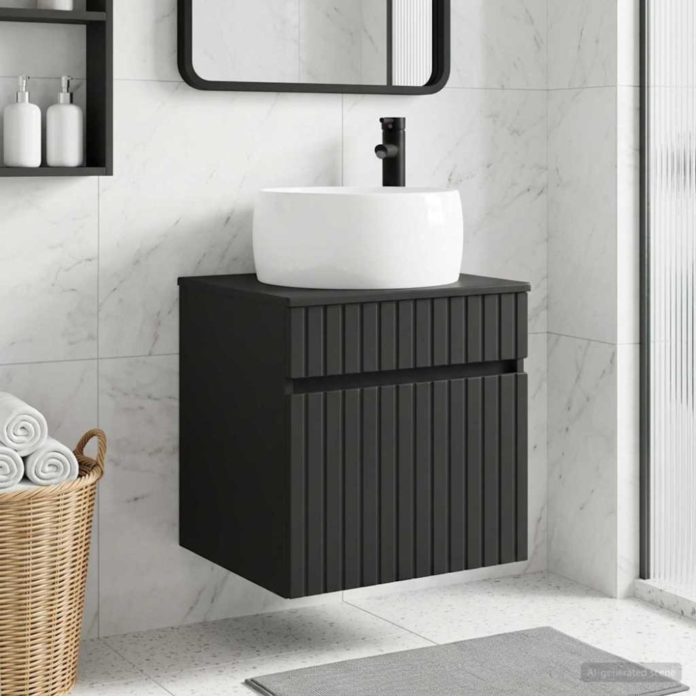 vidaXL Επιτοίχιος νιπτήρας βανίλιας Μαύρο 49 x 44,5 x 66 εκ