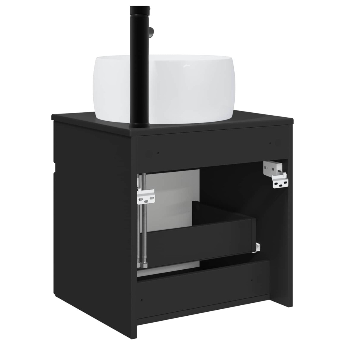 vidaXL Επιτοίχιος νιπτήρας βανίλιας Μαύρο 49 x 44,5 x 66 εκ