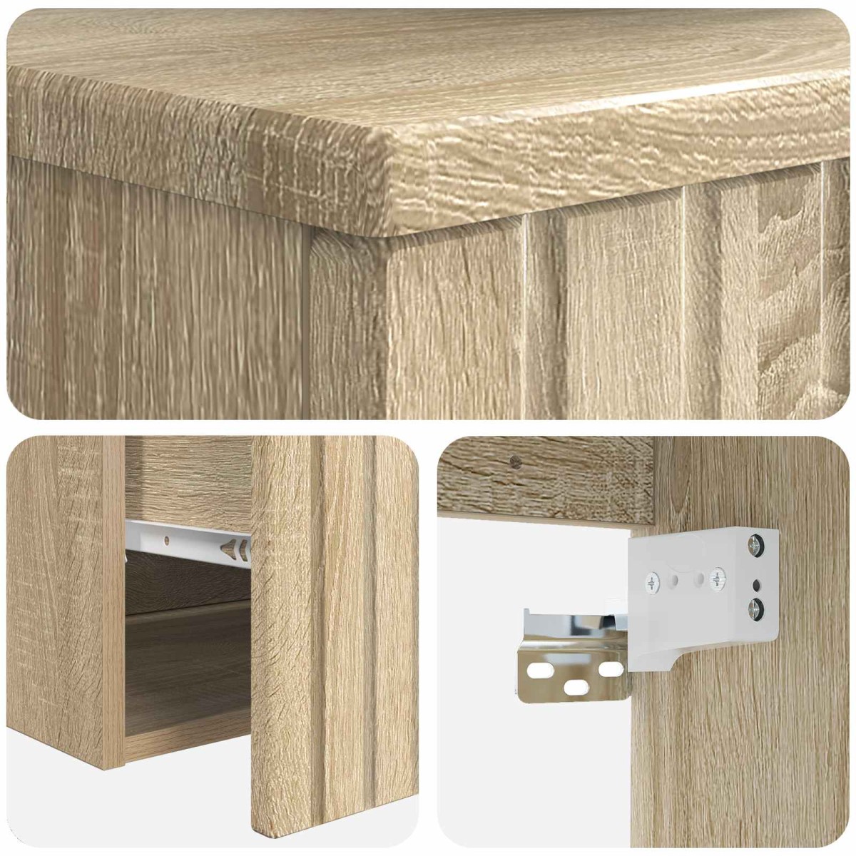 vidaXL Επιτοίχιος νιπτήρας βανίλιας Sonoma Δρυς 49 x 44,5 x 66 εκ