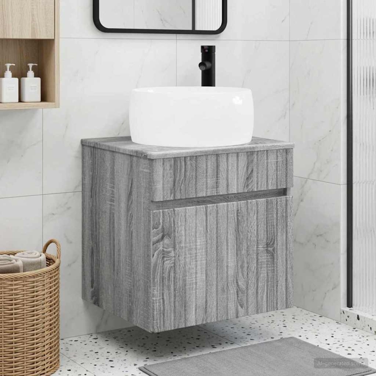 vidaXL Επιτοίχιος νιπτήρας βανίλιας Γκρι Sonoma 49 x 44,5 x 66 εκ