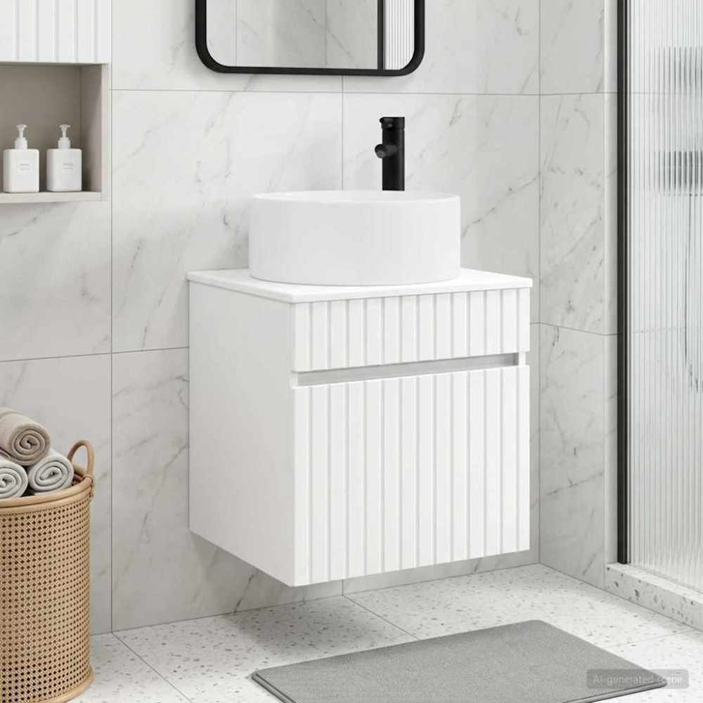 vidaXL Επιτοίχιος νιπτήρας βανίλιας Λευκό 49 x 44,5 x 65,5 εκ