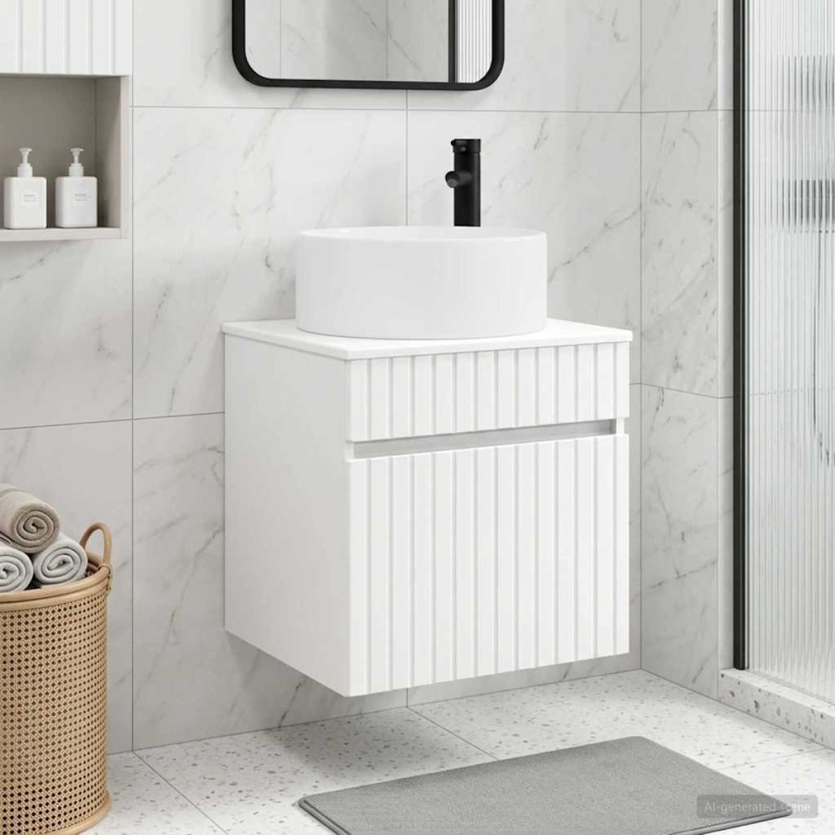 vidaXL Επιτοίχιος νιπτήρας βανίλιας Λευκό 49 x 44,5 x 65,5 εκ