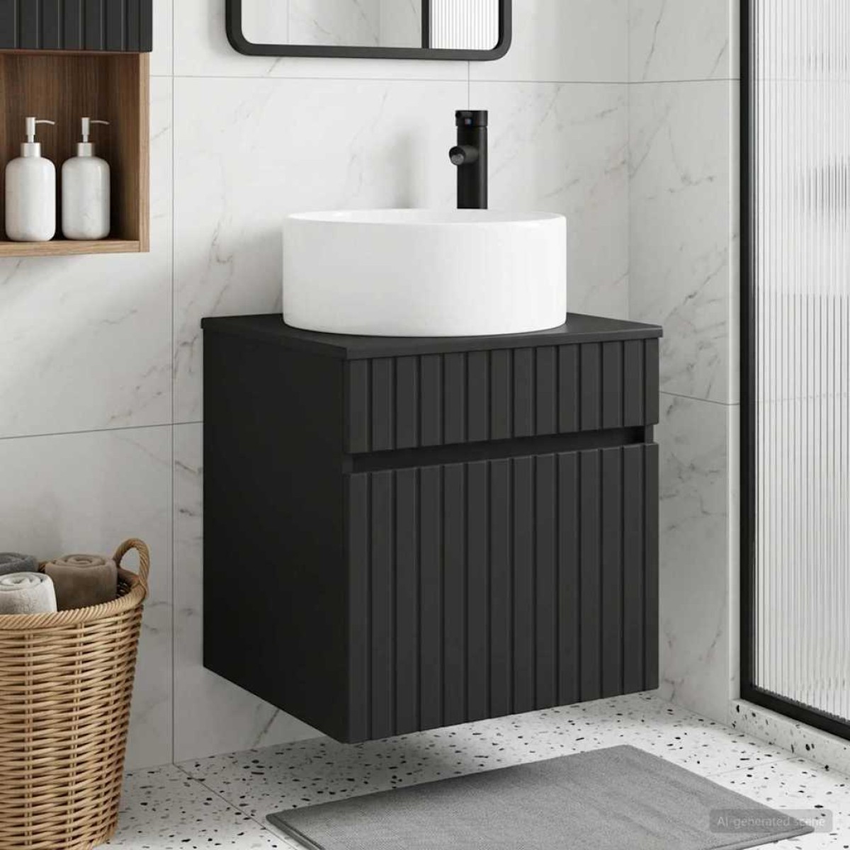 vidaXL Επιτοίχιος νιπτήρας βανίλιας Μαύρο 49 x 44,5 x 65,5 εκ