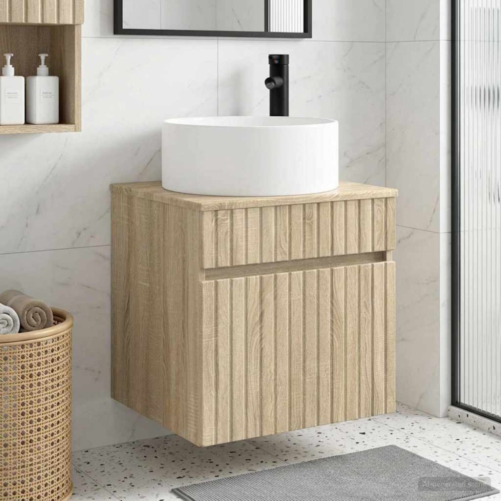 vidaXL Επιτοίχιος νιπτήρας βανίλιας Sonoma Δρυς 49 x 44,5 x 65,5 εκ