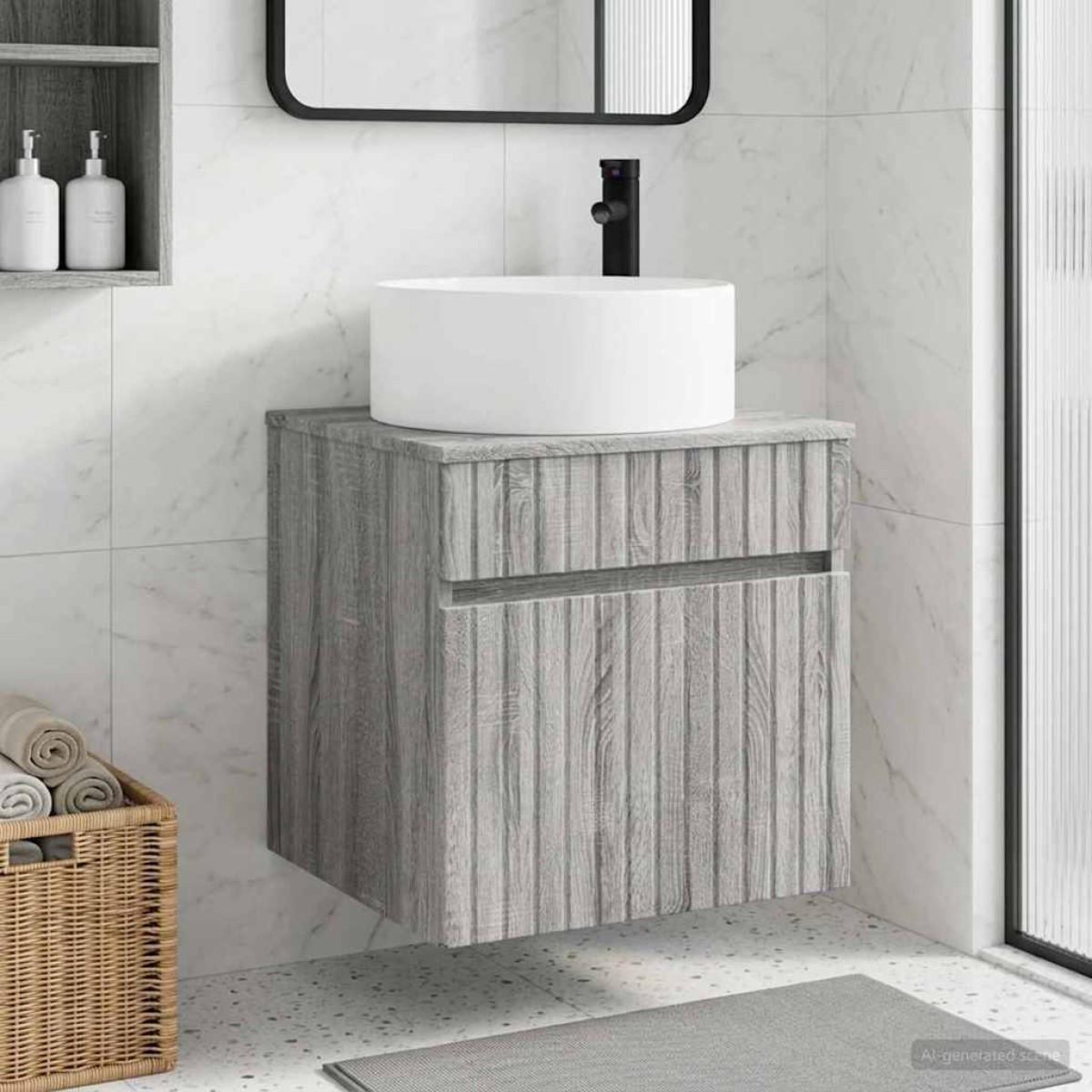 vidaXL Επιτοίχιος νιπτήρας βανίλιας Γκρι Sonoma 49 x 44,5 x 65,5 εκ