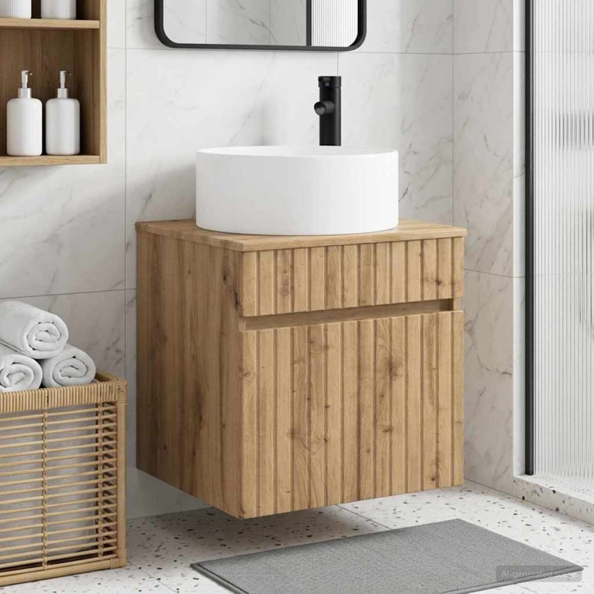 vidaXL Επιτοίχιος νιπτήρας βανίλιας Artisan Δρυς 49 x 44,5 x 65,5 εκ
