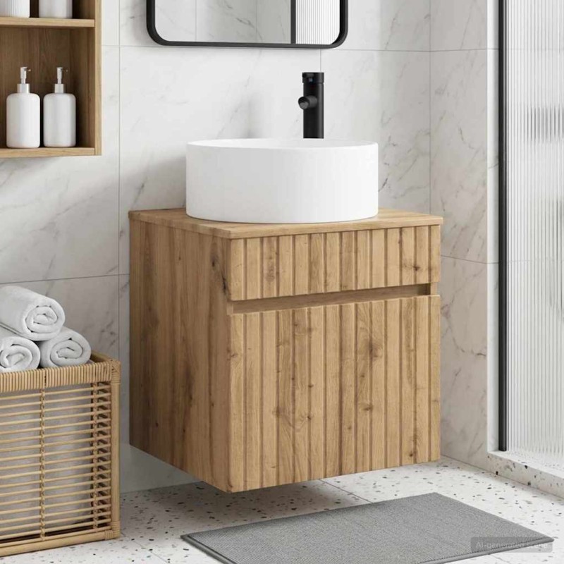 vidaXL Επιτοίχιος νιπτήρας βανίλιας Artisan Δρυς 49 x 44,5 x 65,5 εκ