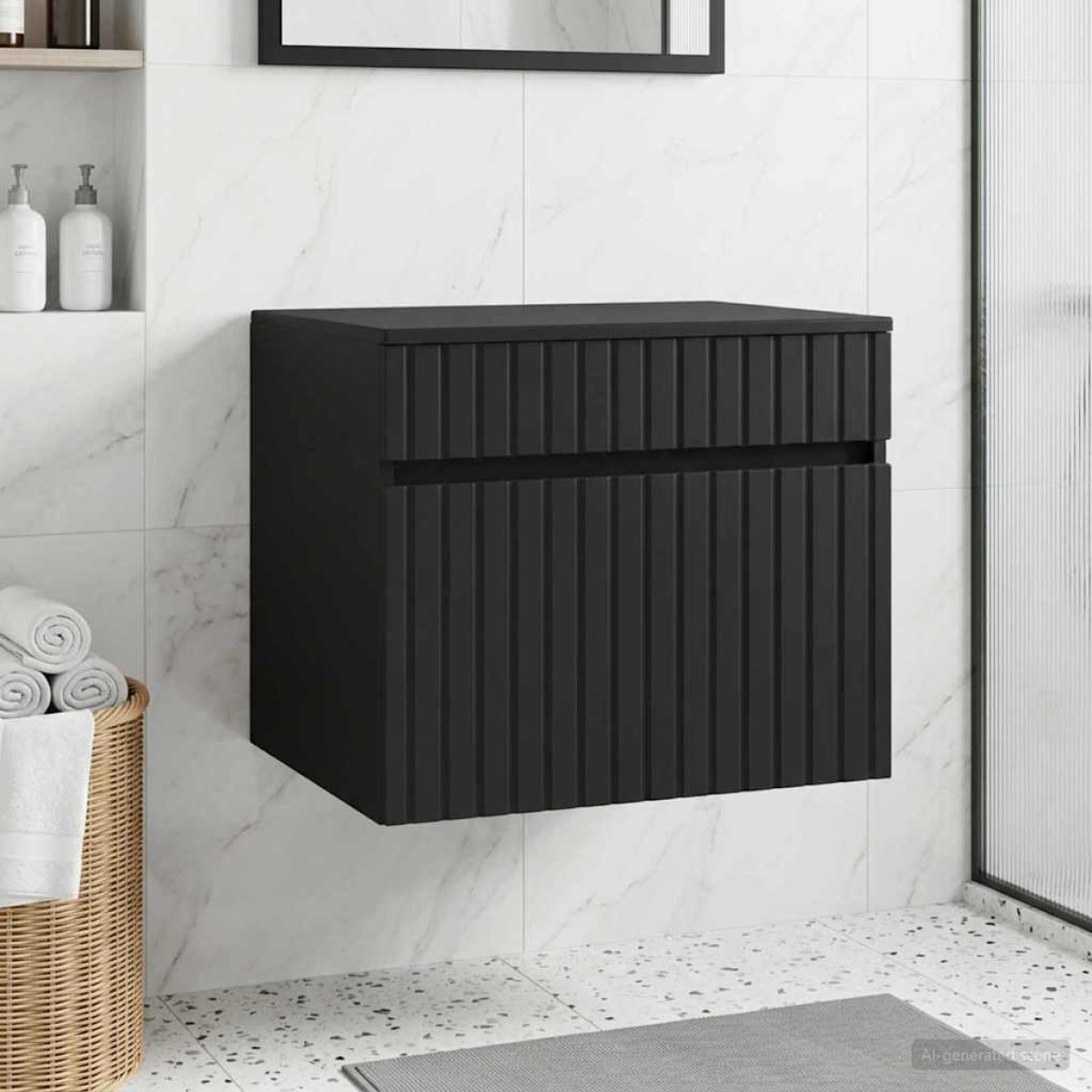 vidaXL Τοίχου Ντουλάπα Μπάνιου Μαύρο 59 x 44,5 x 50 εκ
