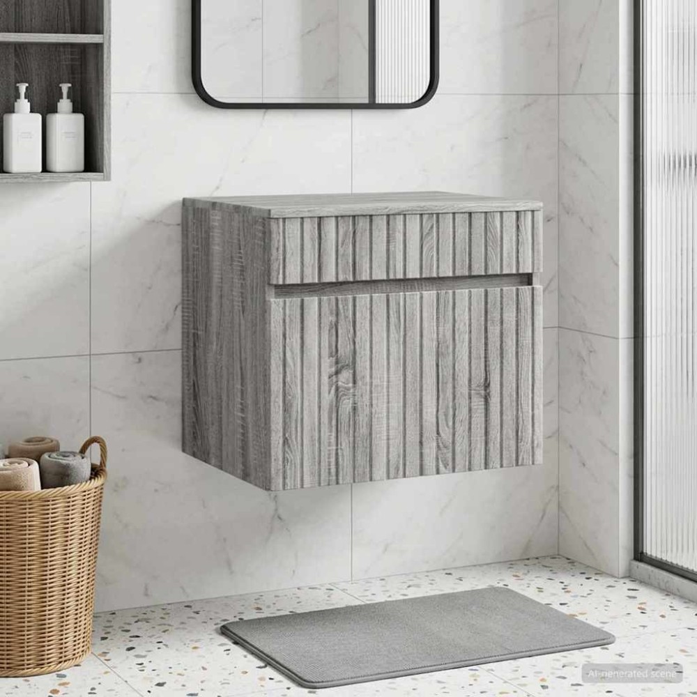 vidaXL Τοίχου Ντουλάπα Μπάνιου Γκρι Sonoma 59 x 44,5 x 50 εκ