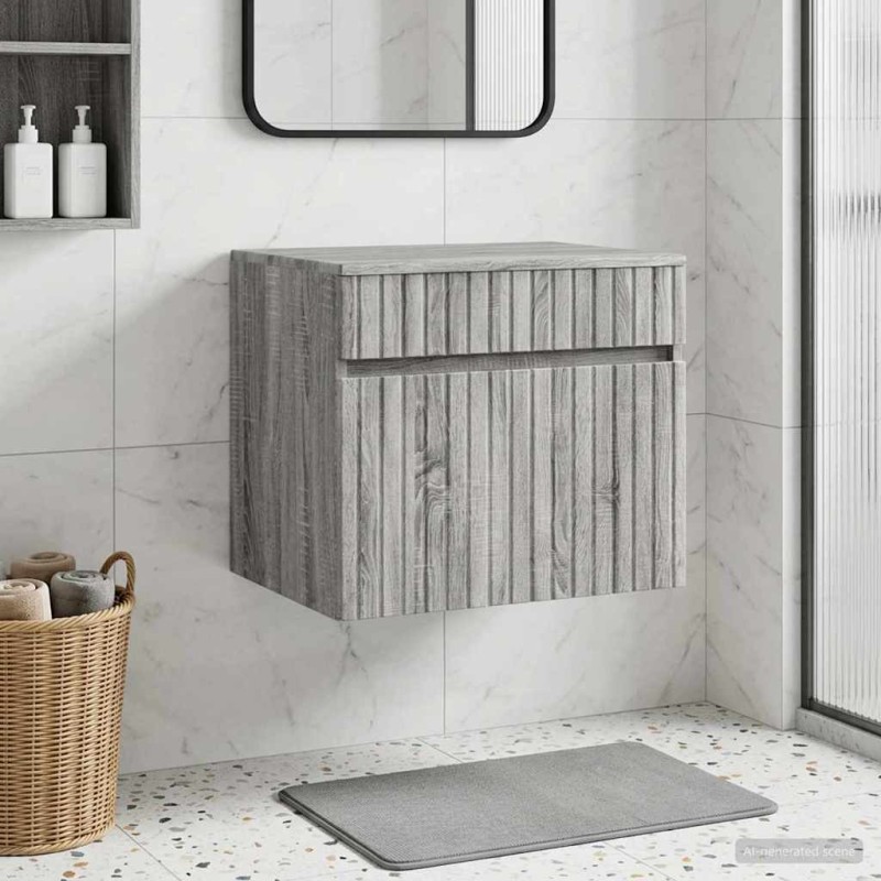 vidaXL Τοίχου Ντουλάπα Μπάνιου Γκρι Sonoma 59 x 44,5 x 50 εκ