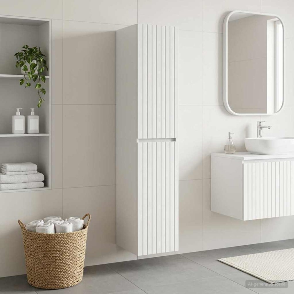 vidaXL Τοίχου Ντουλάπα Μπάνιου Λευκό 33 x 34,5 x 160 εκ