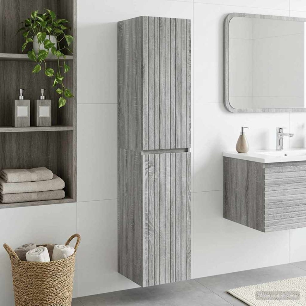 vidaXL Τοίχου Ντουλάπα Μπάνιου Γκρι Sonoma 33 x 34,5 x 160 εκ