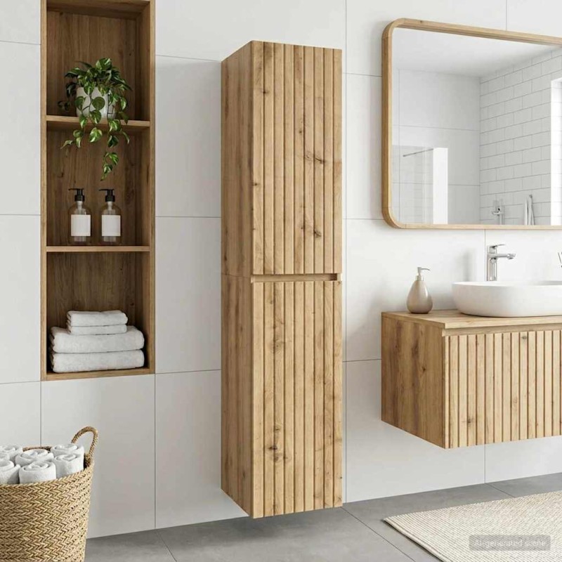 vidaXL Τοίχου Ντουλάπα Μπάνιου Artisan Δρυς 33 x 34,5 x 160 εκ
