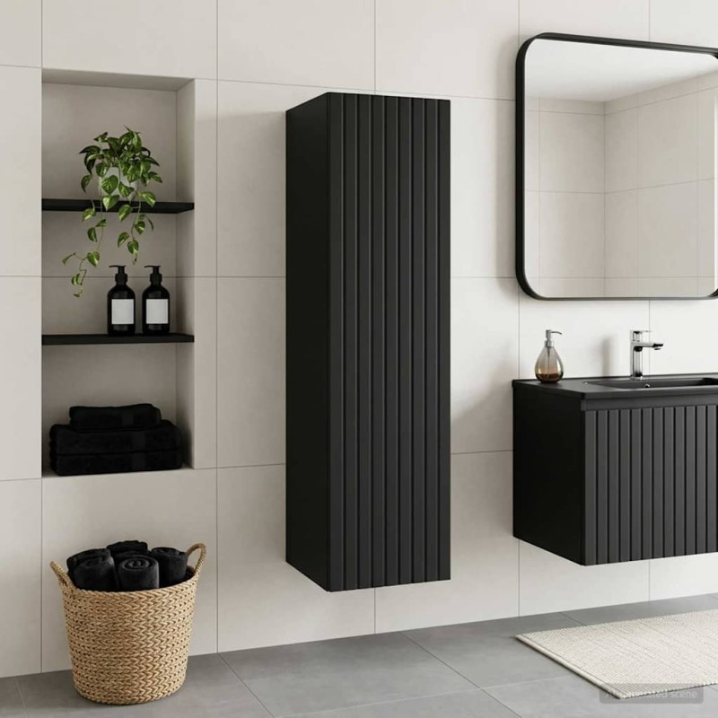 vidaXL Τοίχου Ντουλάπα Μπάνιου Μαύρο 33 x 34,5 x 100 εκ