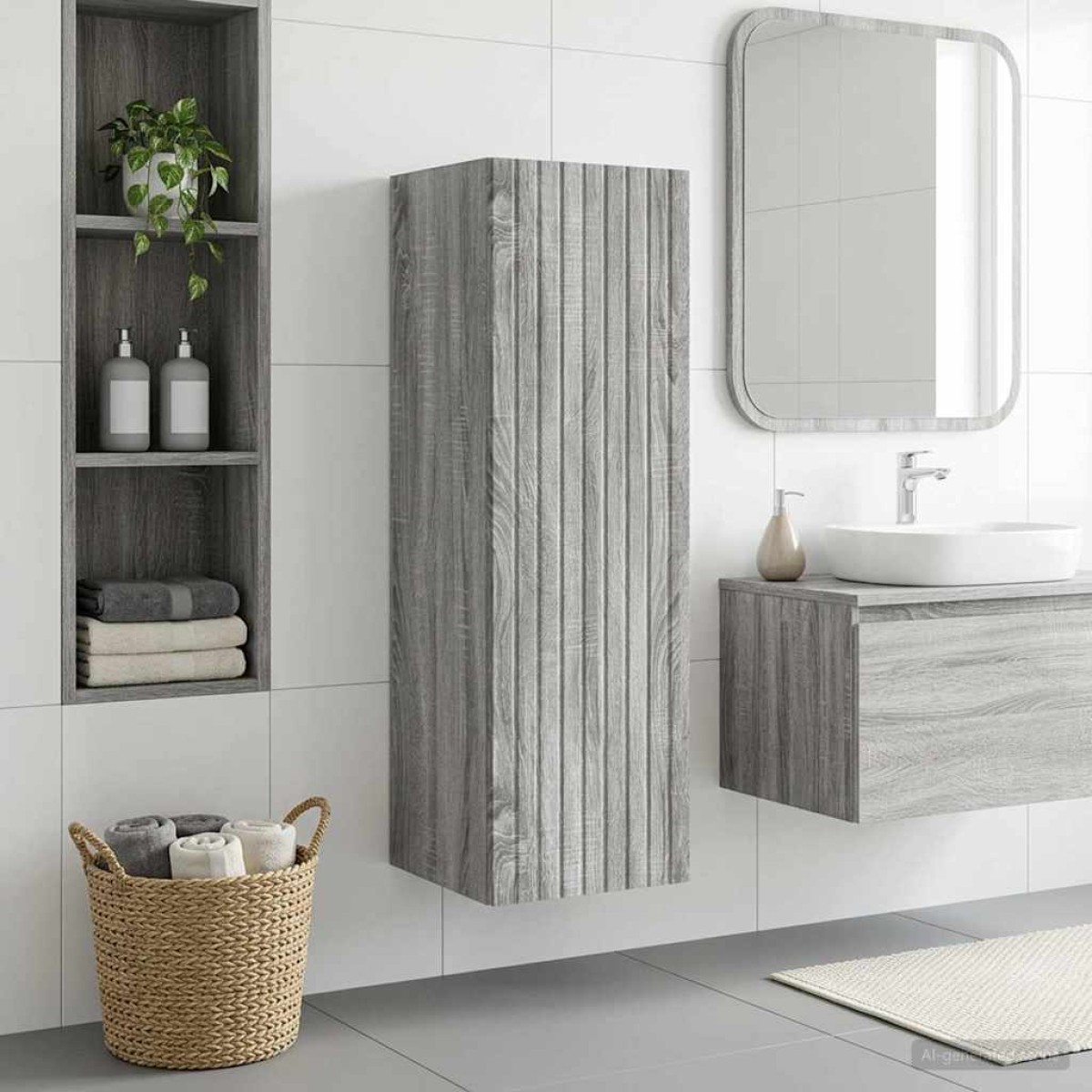 vidaXL Τοίχου Ντουλάπα Μπάνιου Γκρι Sonoma 33 x 34,5 x 100 εκ