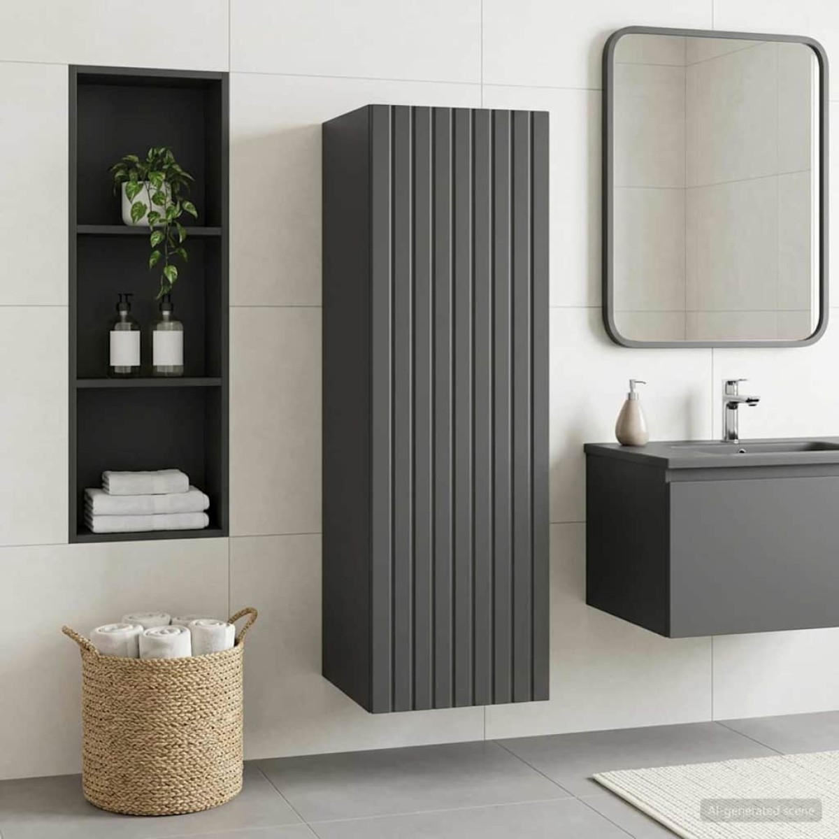 vidaXL Τοίχου Ντουλάπα Μπάνιου Μαύρο 33 x 34,5 x 60 εκ