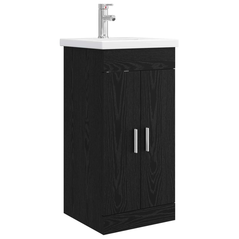vidaXL Καθρέφτης μπάνιου με νιπτήρα Μαύρη Δρυς 42 x 40 x 84,5 εκ