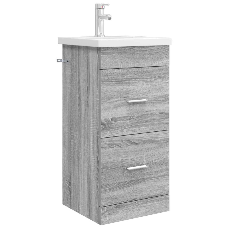 vidaXL Καθρέφτης μπάνιου με νιπτήρα Γκρι Sonoma 42 x 40 x 84,5 εκ