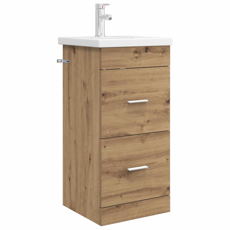 vidaXL Καθρέφτης μπάνιου με νιπτήρα Artisan Δρυς 42 x 40 x 84,5 εκ