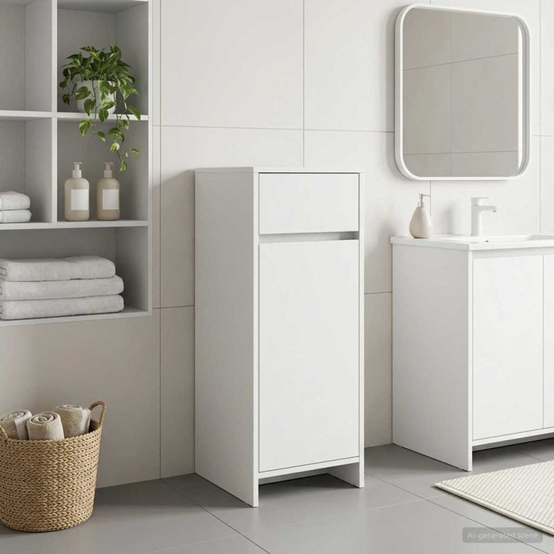 vidaXL Ντουλάπι Μπάνιου Λευκό 35 x 36,5 x 85 εκ. Επεξεργασμένο Ξύλο
