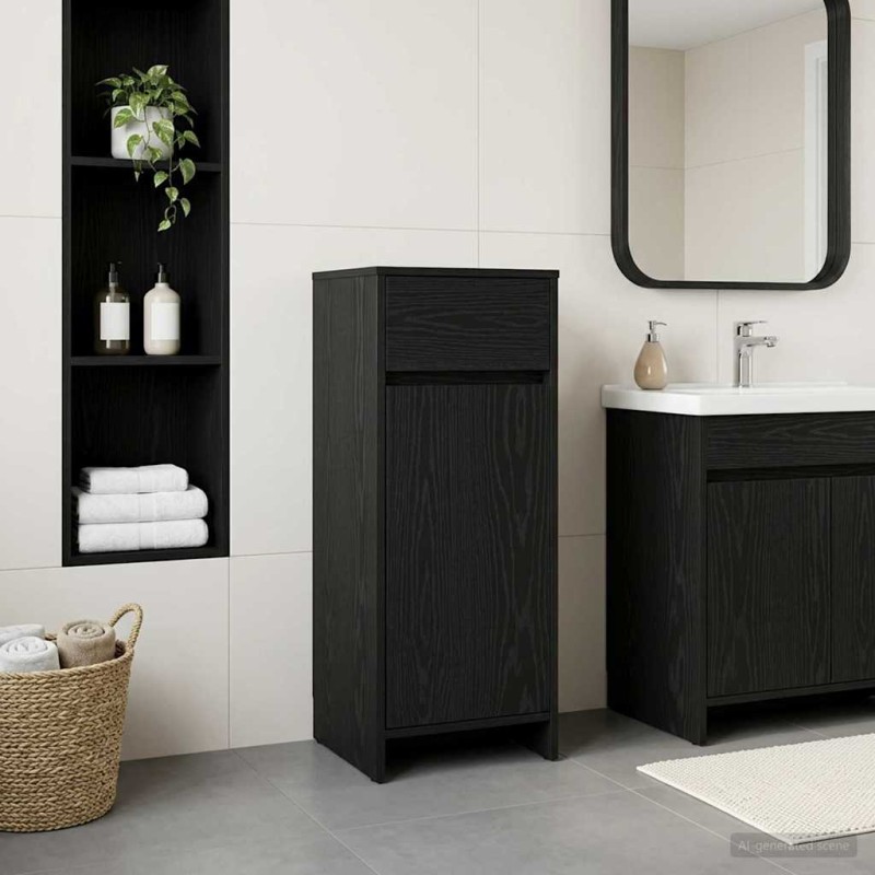 vidaXL Ντουλάπι Μπάνιου Μαύρη Δρυς 35 x 36,5 x 85 εκ.