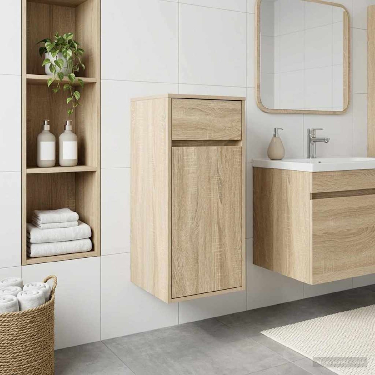 vidaXL Ντουλάπι Μπάνιου Sonoma Δρυς 35 x 36,5 x 85 εκ.