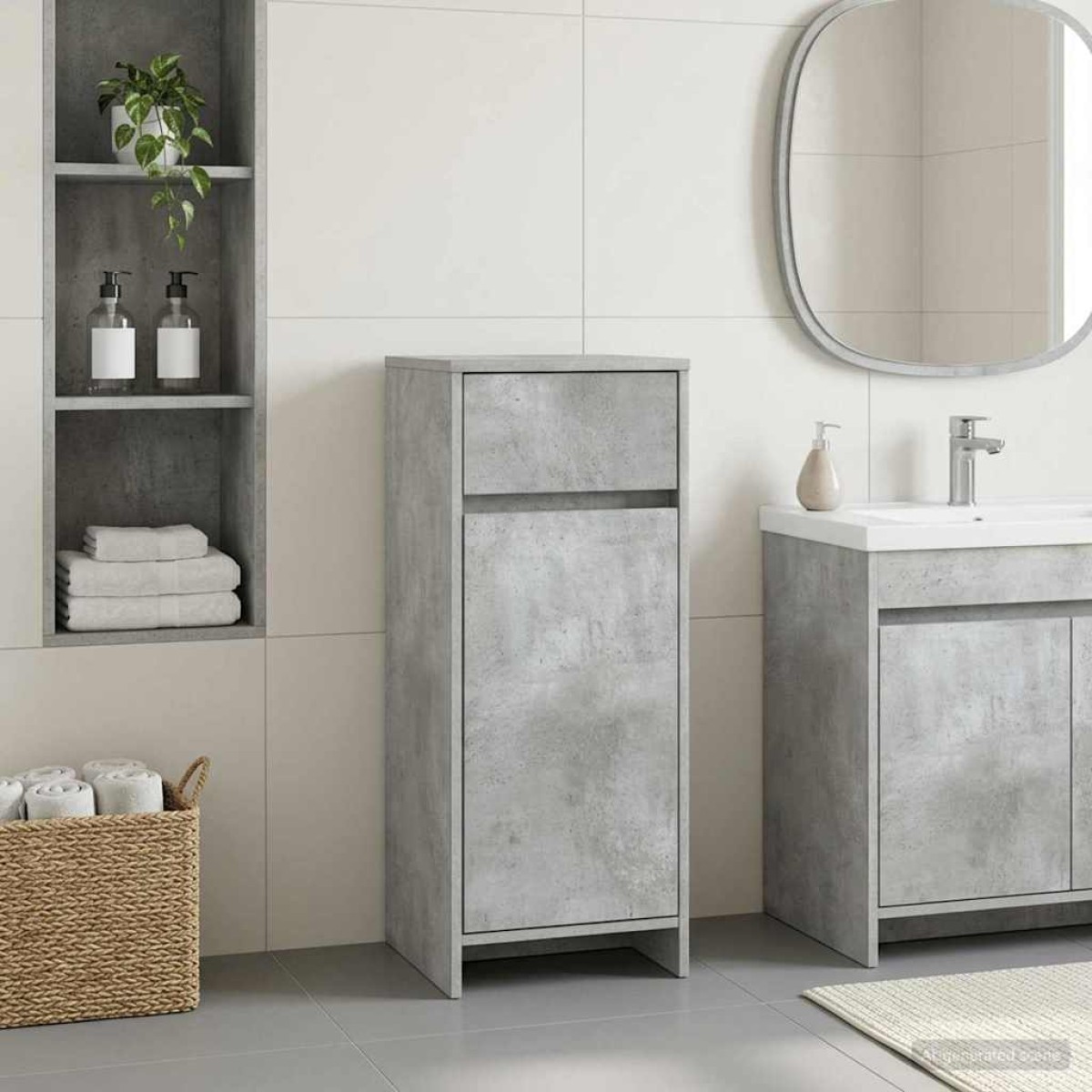 vidaXL Ντουλάπι Μπάνιου Γκρι Σκυροδέματος 35 x 36,5 x 85 εκ.