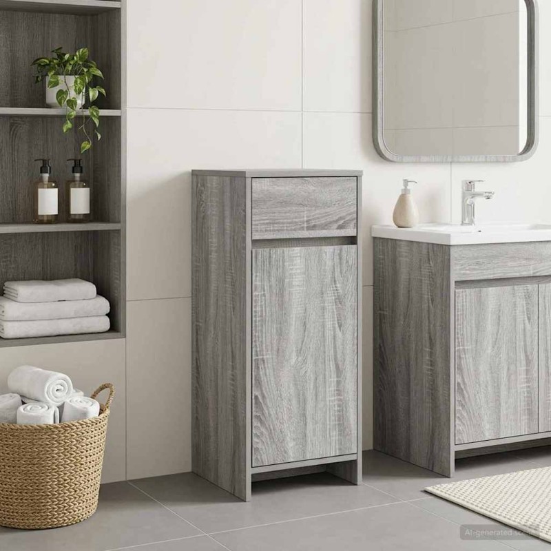 vidaXL Ντουλάπι Μπάνιου Γκρι Sonoma 35 x 36,5 x 85 εκ.