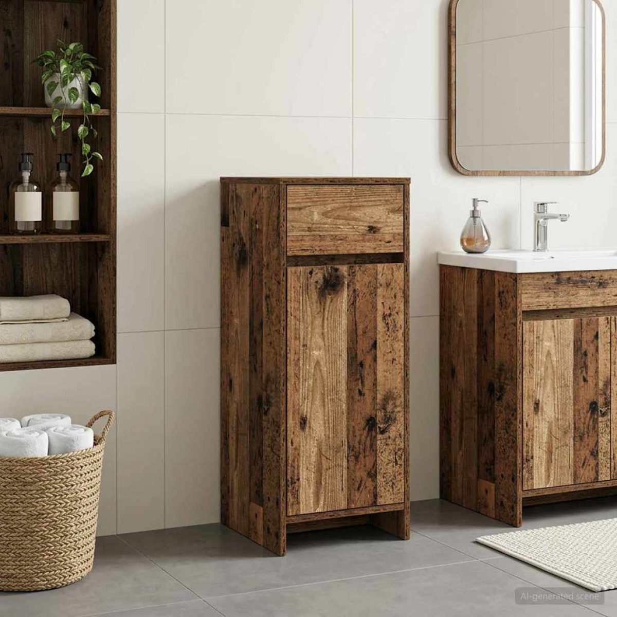 vidaXL Ντουλάπι Μπάνιου Παλαιωμένο ξύλο 35 x 36,5 x 85 εκ.