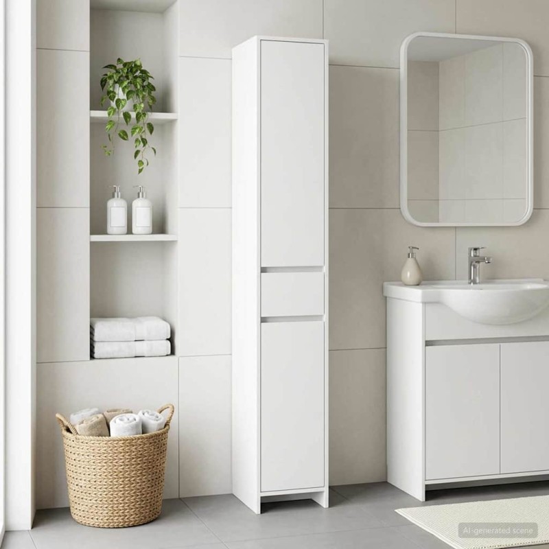 vidaXL Ντουλάπι Μπάνιου Λευκό 30 x 33 x 190 εκ. Επεξεργασμένο Ξύλο