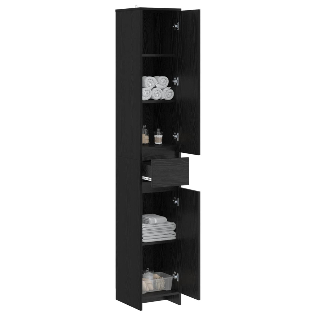 vidaXL Ντουλάπι Μπάνιου Μαύρη Δρυς 30 x 33 x 190 εκ.
