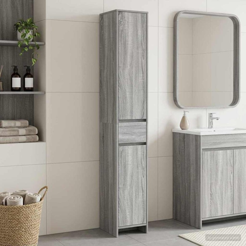 vidaXL Ντουλάπι Μπάνιου Γκρι Sonoma 30 x 33 x 190 εκ.