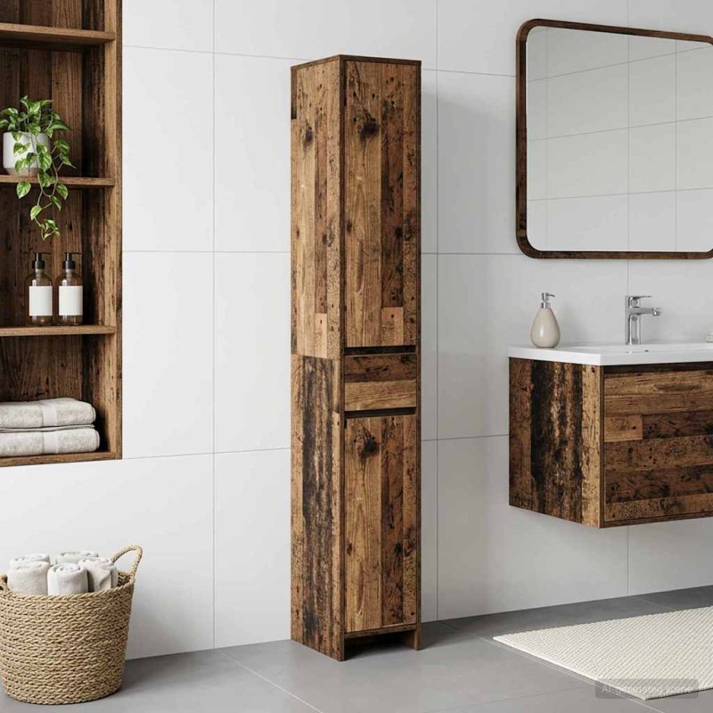 vidaXL Ντουλάπι Μπάνιου Παλαιωμένο ξύλο 30 x 33 x 190 εκ.