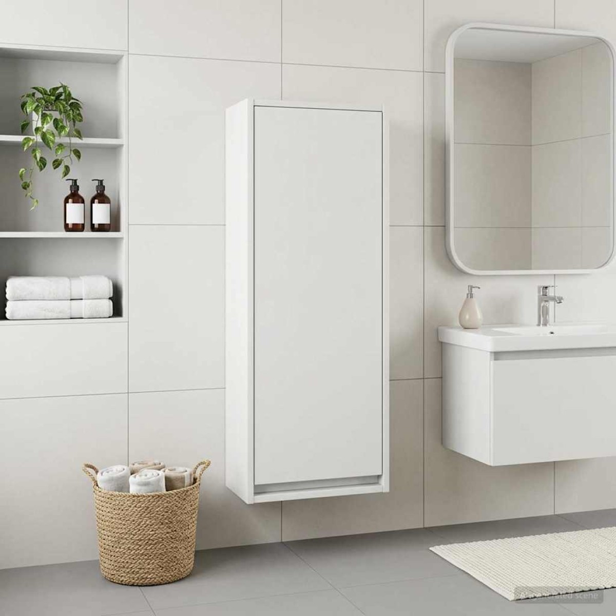 vidaXL Επιτοίχιος νιπτήρας βανίλιας Λευκό 35 x 20 x 81 εκ.