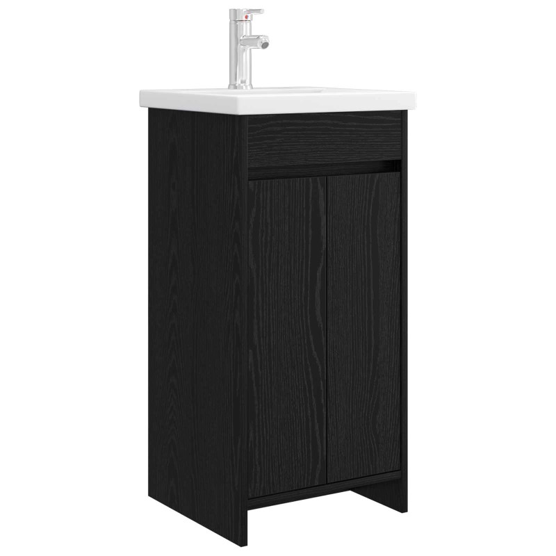 vidaXL Καθρέφτης μπάνιου με νιπτήρα Μαύρη Δρυς 42 x 40 x 84,5 εκ