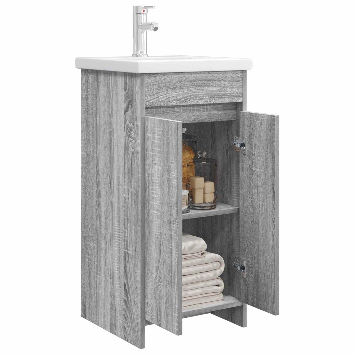 vidaXL Καθρέφτης μπάνιου με νιπτήρα Γκρι Sonoma 42 x 40 x 84,5 εκ