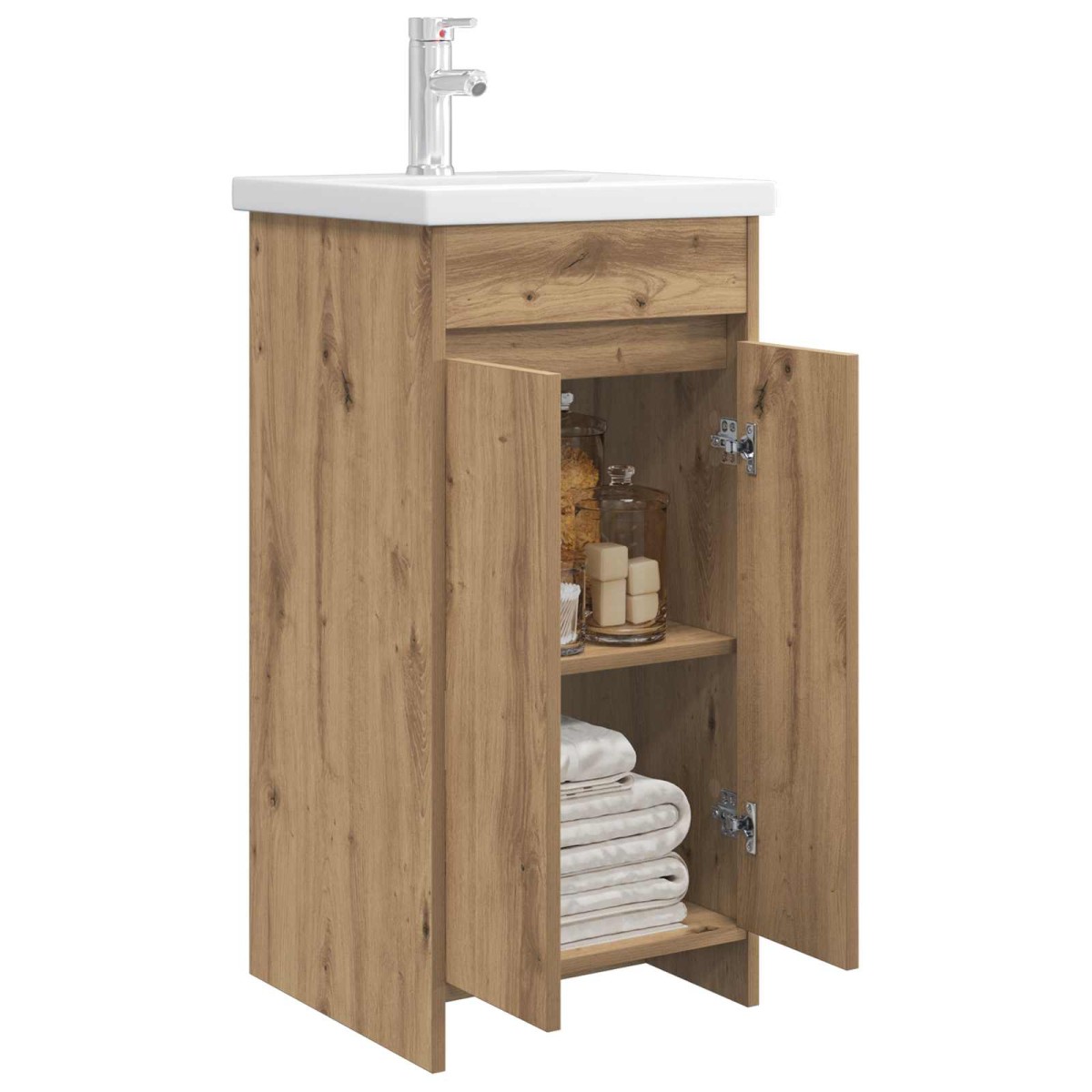 vidaXL Καθρέφτης μπάνιου με νιπτήρα Artisan Δρυς 42 x 40 x 84,5 εκ