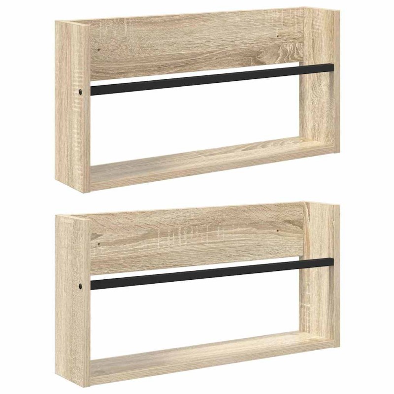 vidaXL Ράφι Περιοδικών με ράφι 2 τεμ. Δρύς Sonoma 60 x 12 x 30 εκ