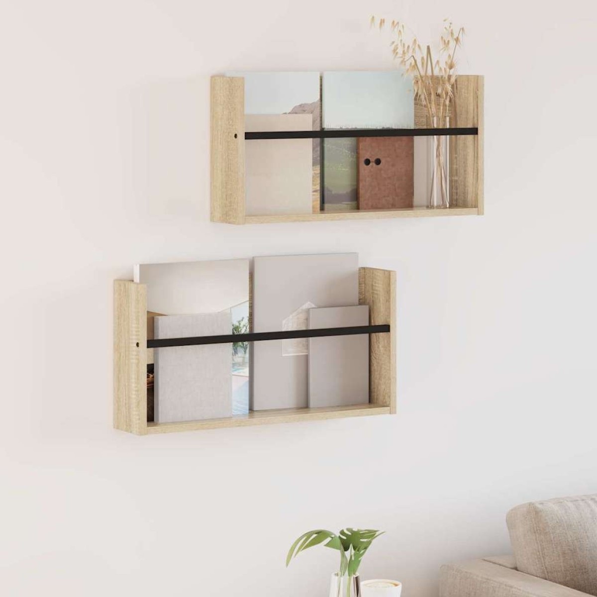 vidaXL Ράφι Περιοδικών με ράφι 2 τεμ. Δρύς Sonoma 60 x 12 x 30 εκ
