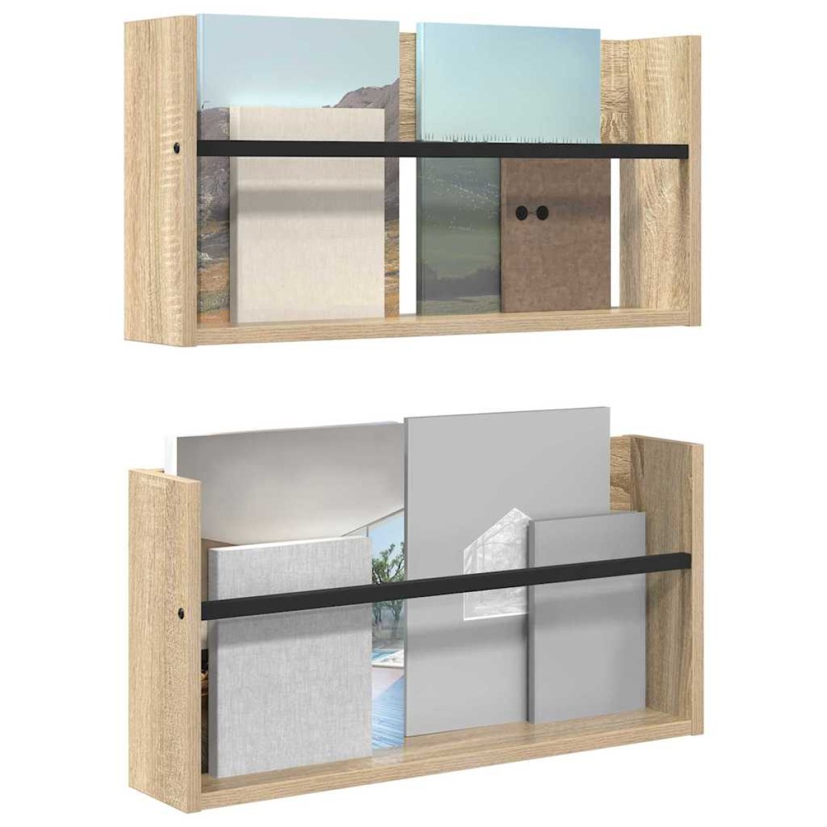vidaXL Ράφι Περιοδικών με ράφι 2 τεμ. Δρύς Sonoma 60 x 12 x 30 εκ